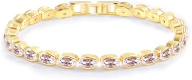14K Gold Plated Tennis Bracelet for Women – Classic CZ Link Design, Fits 6.0"–7.2" Wrists – Stylish Sparkling Jewelry Gift, Timeless Tennis Bracelets for Women