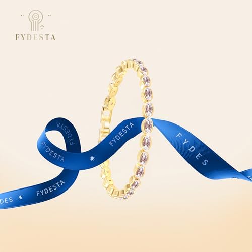 14K Gold Plated Tennis Bracelet for Women – Classic CZ Link Design, Fits 6.0"–7.2" Wrists – Stylish Sparkling Jewelry Gift, Timeless Tennis Bracelets for Women - Image 6